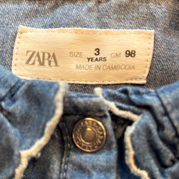Zara Blue Denim Shirt with Ruffle Details - Picture 2 of 10